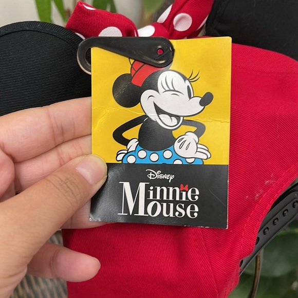 NWT Disney Womens Minnie Mouse Cap with Bow & Ears OS Red Black Snapback Hat - Picture 5 of 8